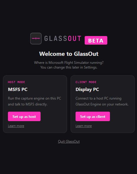 Mode choose screen